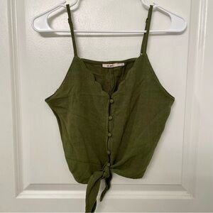 Olive Green Button and Tie Front Cami